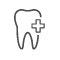 Animated tooth with plus sign indicating emergency dentistry
