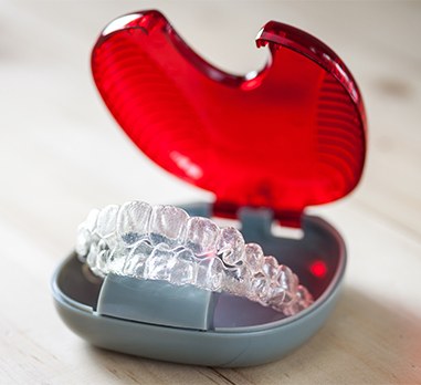 Invisalign clear braces in carrying case