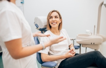 Woman in dental chair for preventive dentistry